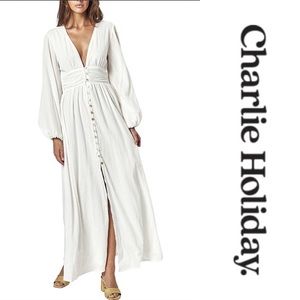 NWT Charlie Holiday Halcyon White Maxi Dress